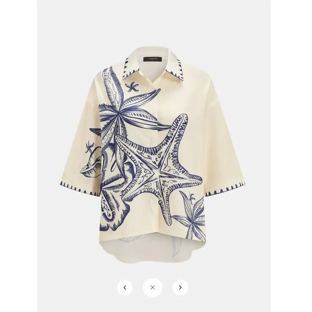 NWT Commense Seashell Print Shirt & Shorts Set Sz M